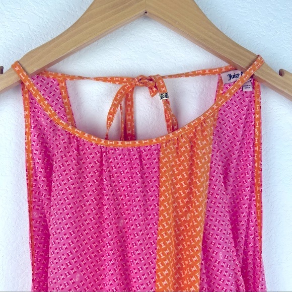 Juicy Couture Print Orang and Pink Sweetheart Dress Size 2 - Picture 2 of 8